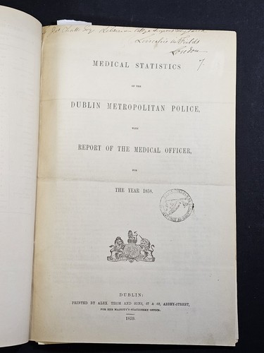 1850-1863 11 DUBLIN METROPOLITAN POLICE Medical Reports RARE Statistics IRELAND - Imagen 22 de 24