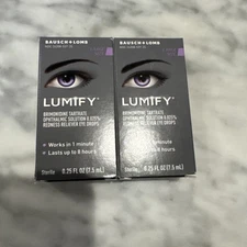 2x Lumify Eye Drops .25 FL oz (7.5ml) Large Lomb Redness Reliever EXP: 06/26^