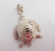 Jointed Sea Turtle Pendant Fully Articulated Movable Charm Sterling Silver 925