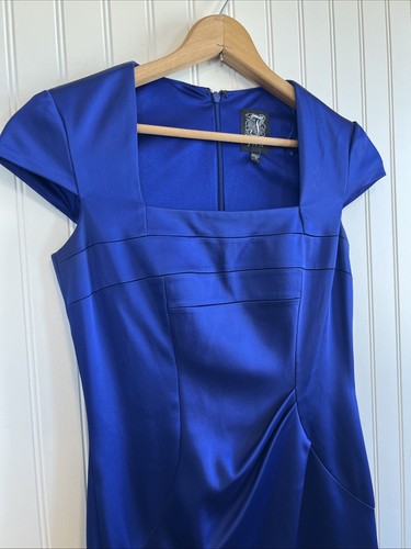 Jax Dress Size 4 Women Royal Blue Shiny Accented Waist Formal Cocktail Black Tie