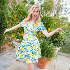 Draper James Floral and Lemon Dress in Yellow and Green 8
