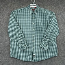 IZOD  Button Down Shirt Mens XL Green Check L...