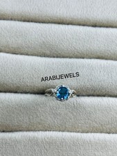 Round Cut Blue Spinel Ring 925 Sterling Silver Gift For Her Ring.