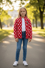 Disney Parks Minnie Mouse Fleece Red/White Polka Dot Girls Medium