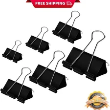 Binder Clips Paper Clamps Assorted Sizes 100 Count (Black), X Large, Large, Medi