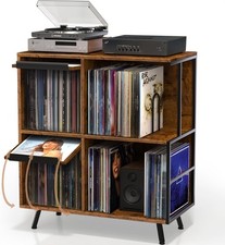 3 Tier Flip Top Record Player Stand, Vinyl Record Storage Holds up to 300 Albu