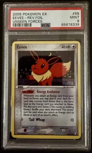 Pokemon Eevee 2005 EX Unseen Forces Reverse Holo Rare 55/115 PSA 9 Mint