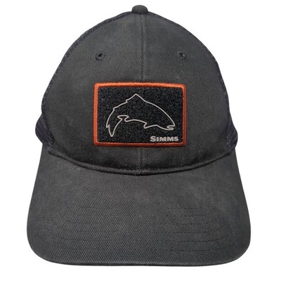 Simms Fish Snapback Mesh Back Trucker Hat Black One Size Vent Holes
