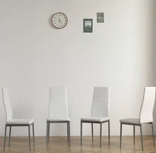 4pcs Backrest Cushion Horizontal Sewing Decoration PU Leather Dining Chair White