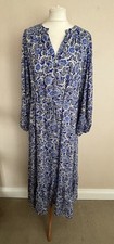 Next Blue Black White Paisley Print Lightweight Tiered Maxi Dress Size 14 VGC