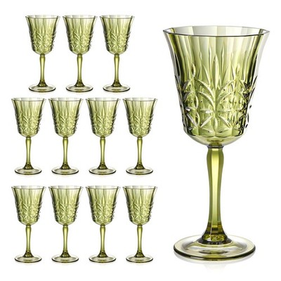 10oz Green Plastic Wine Glasses Goblets Stemmed Wine Glasses Set of 12  Shatte... | eBay