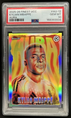 2025-26 Topps Finest UEFA Club Competition Kylian Mbappe Aura #AU-12 PSA 10