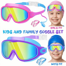 2 Pack Swim Goggles Anti-Fog Anti-UV Wide View Swimming Goggles for Kids 3-14