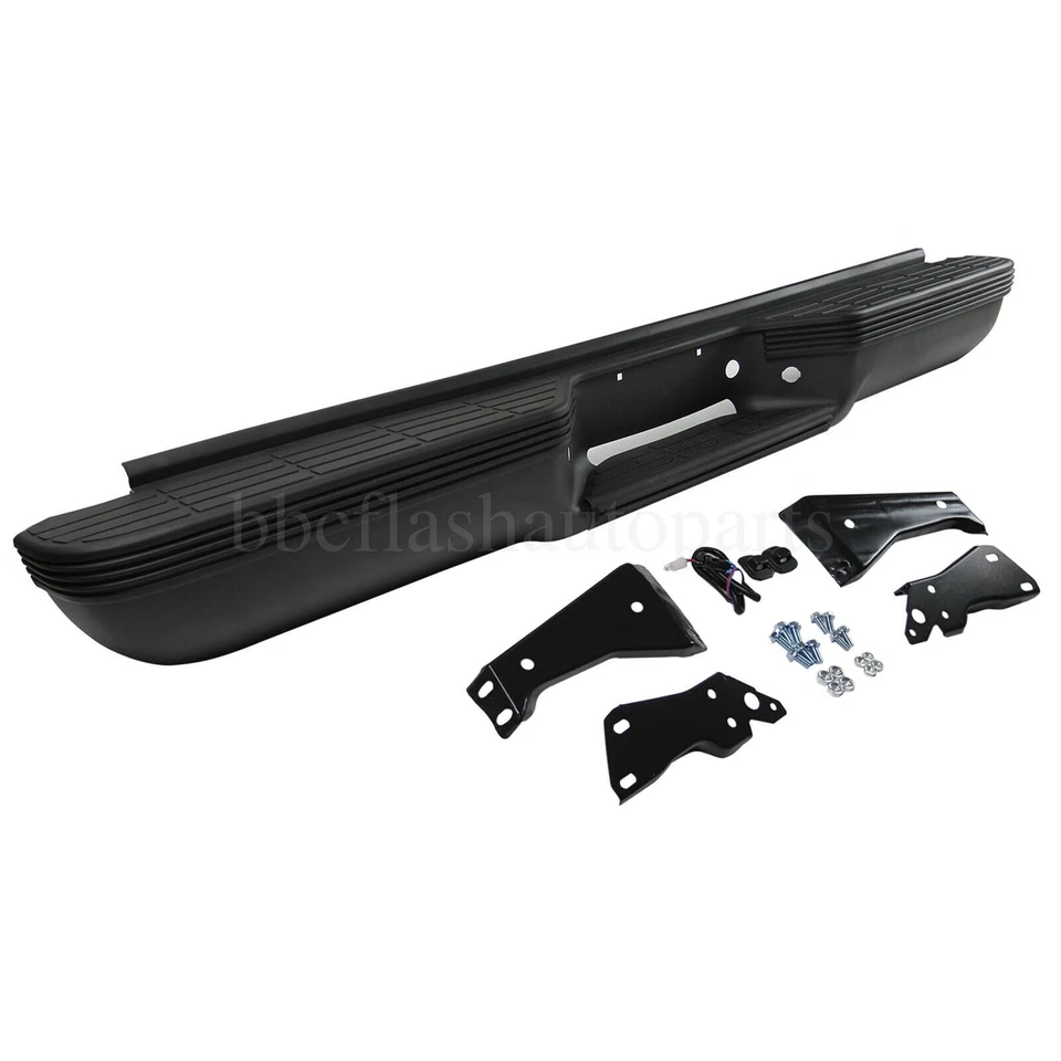 Black Rear Step Bumper Assembly Fit For 1988-2000 Chevy Silverado GMC Sierra Foto 3 de 4