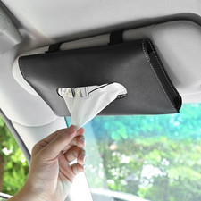 Car Accessories Sun Visor Tissue Box Paper Towel Case Napkin Holder Bag Black.