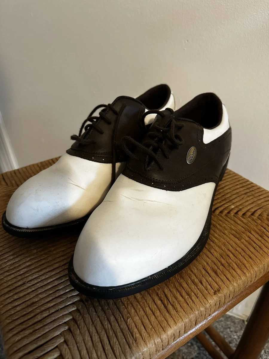 Wilson Ultra Golf Shoes Men\'s Size 7 D Scorpion Cleats brown white leather Wilson Upper Leather Golf Shoes for Men for sale | eBay main image 4