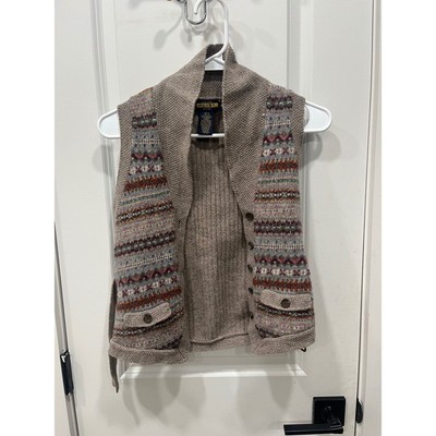 Rugby Ralph Lauren Kids Fair Isle Wool Blend Vest Size S Brown Blue Orange Girls