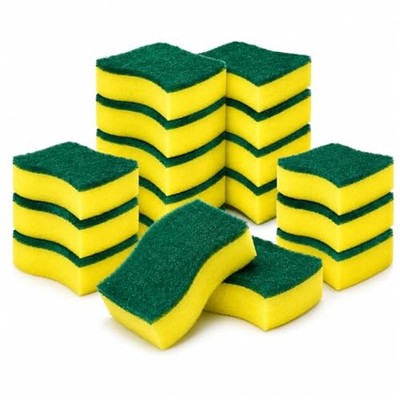 Heavy Duty Kitchen Sponges Pack   Dual-Sided Non-Scratch Scrubber for 16