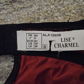 Lise Charmel 80B Babydoll Dress Red Black Lace Mesh Sleeveless Underwired Sheer