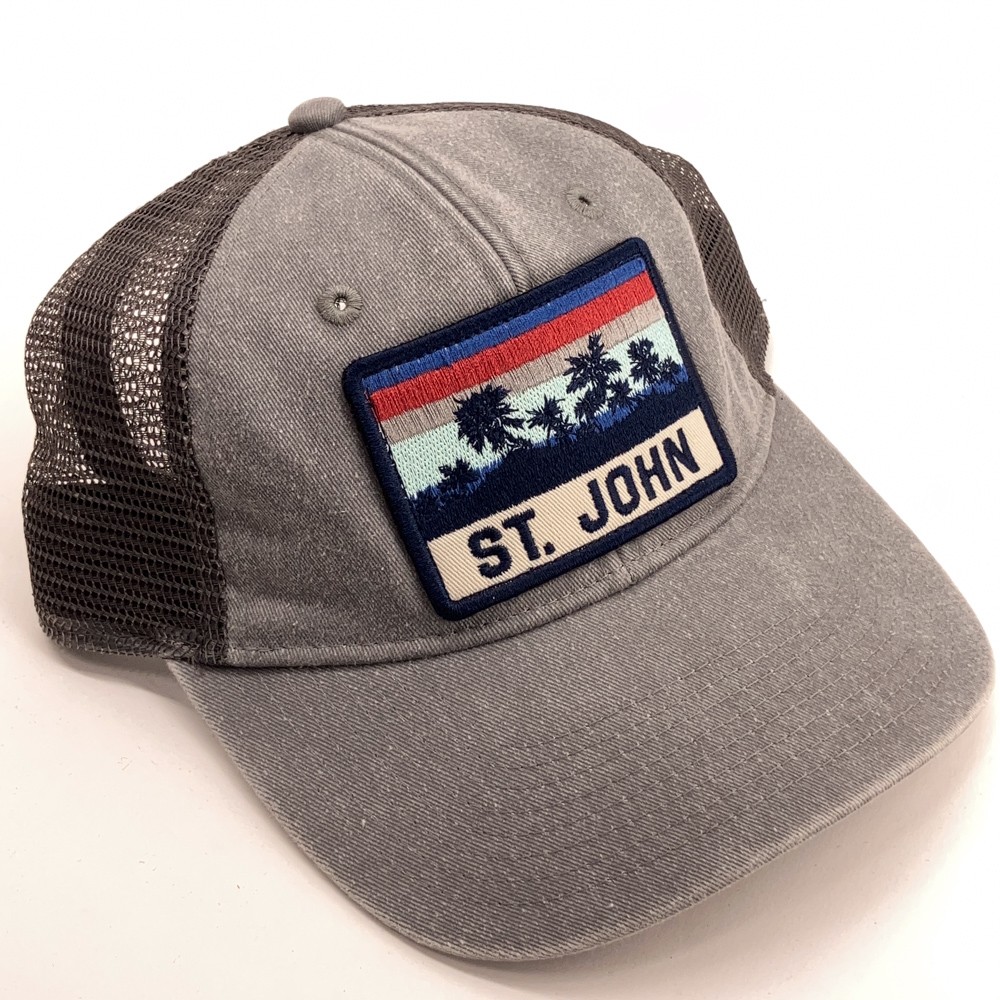 St. John tropical patch hat gray unstructured tru… - image 1