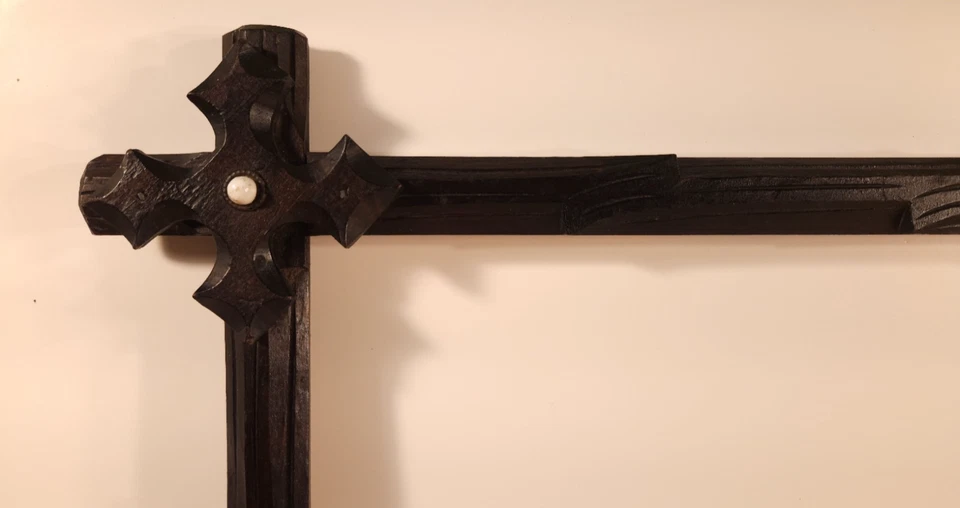 Marco de fotos vintage Eastlake Selva Negra medallones de esquina de madera porcelana Foto 2 de 4