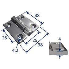 Stainless Steel Butt Hinge (316 / A4), Marine Grade, Door, Locker, Cabinet 