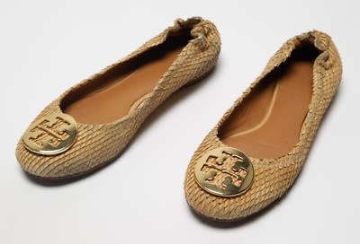 snakeskin tory burch flats