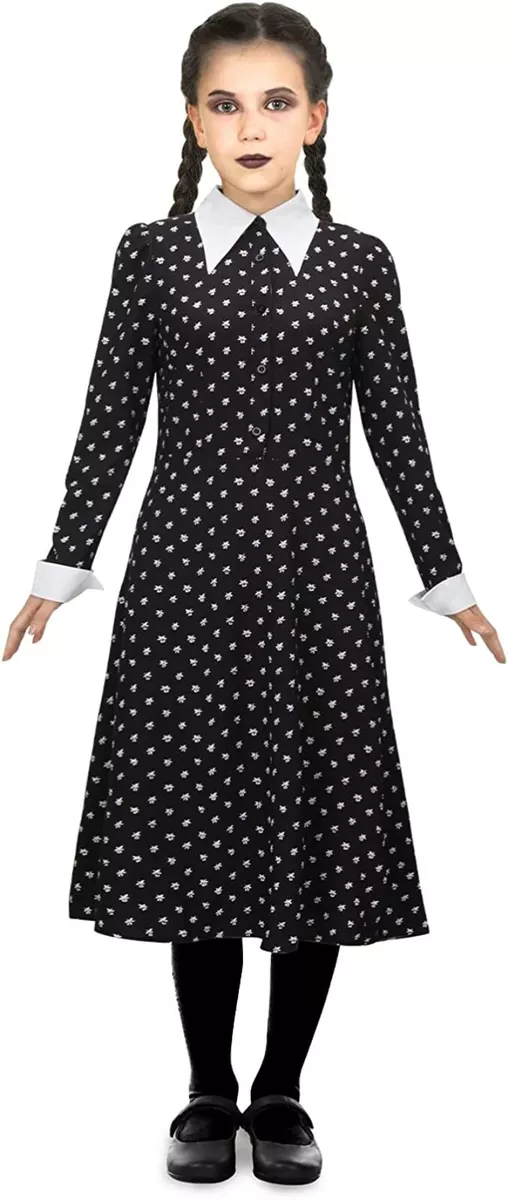 Wednesday Addams Girls Costume Long Sleeve Dress, XL