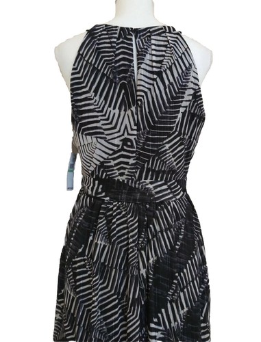SLNY Größe 8 Damen-Maxikleid schwarz weiß geometrisches Muster ärmellos Taille zum Binden Etui - Bild 17 von 19