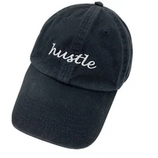 Hustle Black Ball Cap Hat Adjustable Baseball Adult