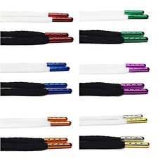 Glossy Metallic Tips Flat Laces For Air AJ Jordan 1 4 Bred Orange Purple Green