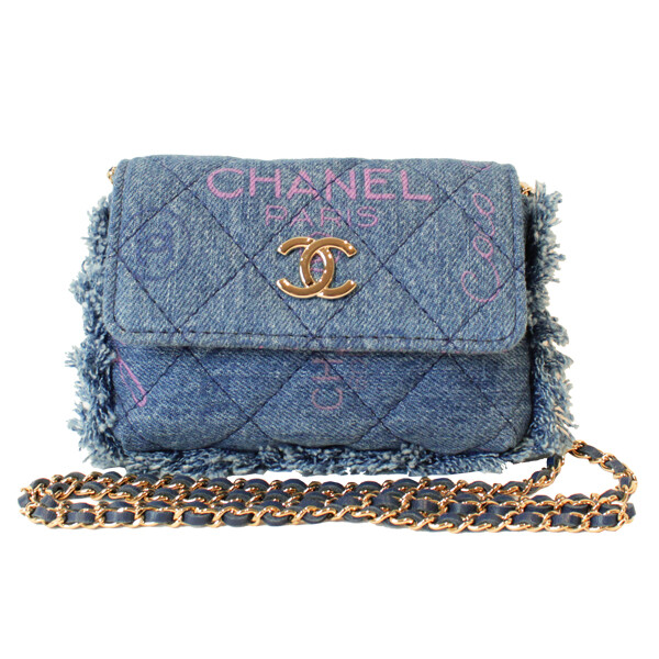 Chanel Denim Matelasse Shoulder Bag with Gold Chain Blue Multicolor-image