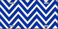 Blue Chevron Customizable Metal Novelty License Plate Tag