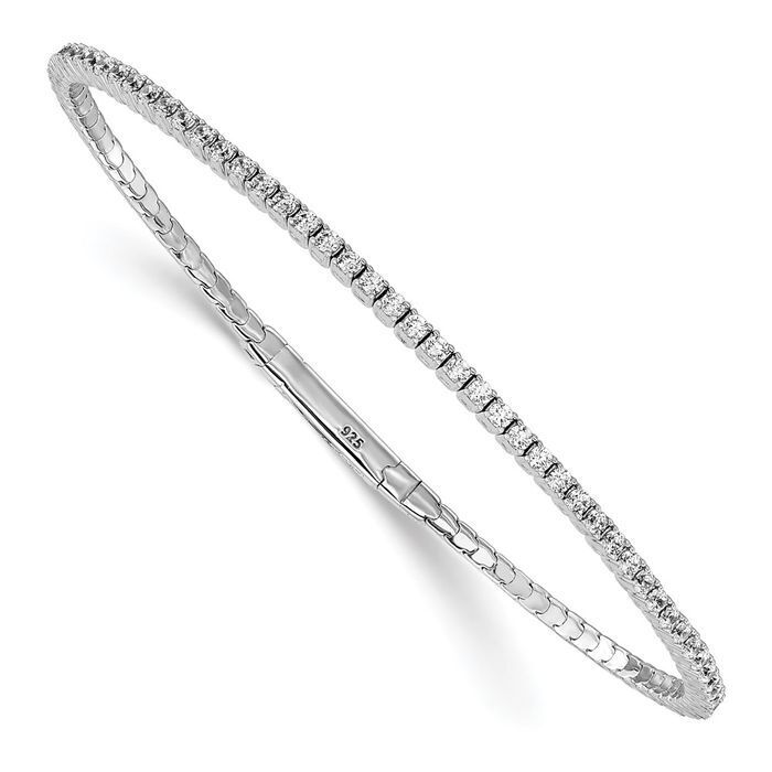 925 Sterling Silver 1.7mm CZ Flexible Bangle Bracelet | eBay 925 Sterling Silver 1.7mm CZ Flexible Bangle Bracelet | eBay