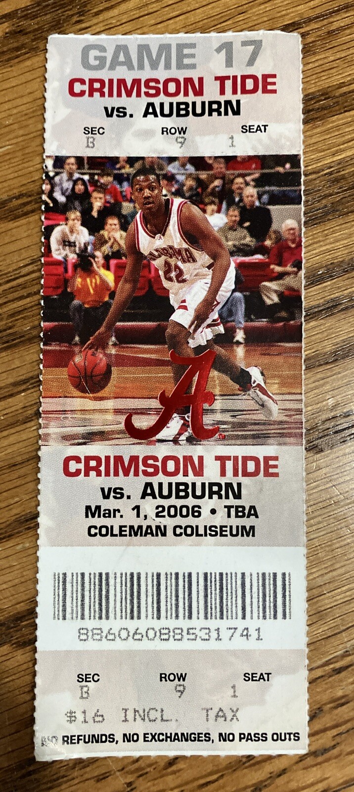 Alabama vs Auburn Basketball Game Day ticket Stub. 3/1/2006. | eBay