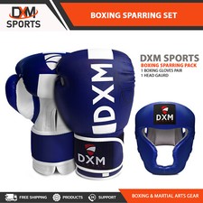 DXM Guantes de Boxeo Cuero PU Protector de Cabeza Kickboxing Entrenamiento MMA Sparring Set