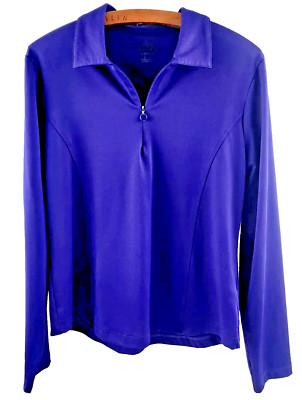 EP Pro New York Women's Long Sleeve Golf Shirt Sporty Zip Collar Pull Over M