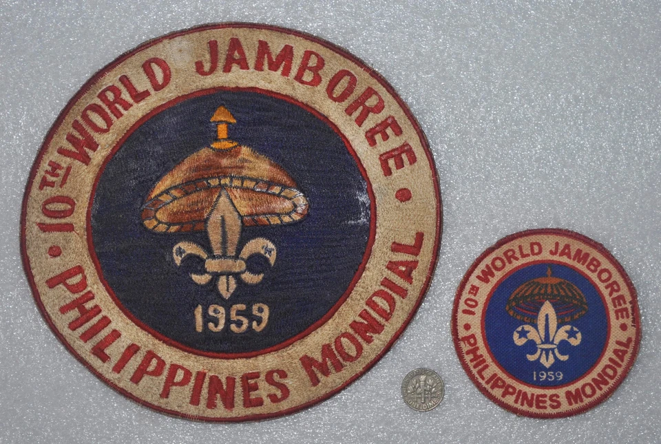 2 pcs 1959 10th World Jamboree Philippines Boy Scout ROUND EMBROIDERED Patches - Image 3 of 4