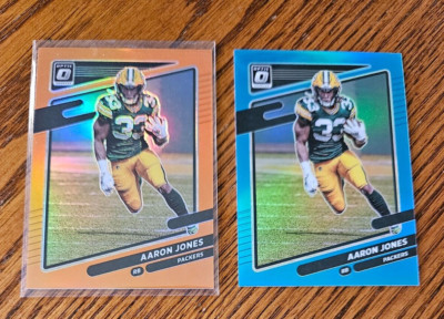 Aaron Jones -2021 Panini Donruss Optic Aqua #/299 + Orange Prizm
