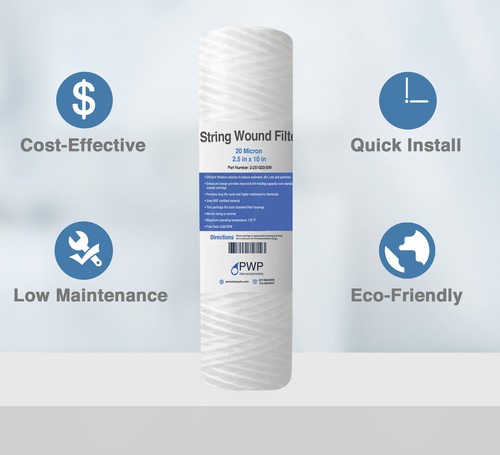 Filtri Acqua Domestici Cartucce Filtro Acqua 4 Pezzi - Sedimenti 20 Micron, 2.5x10, Per Osmosi Inversa Pompa Filtro - Foto 5