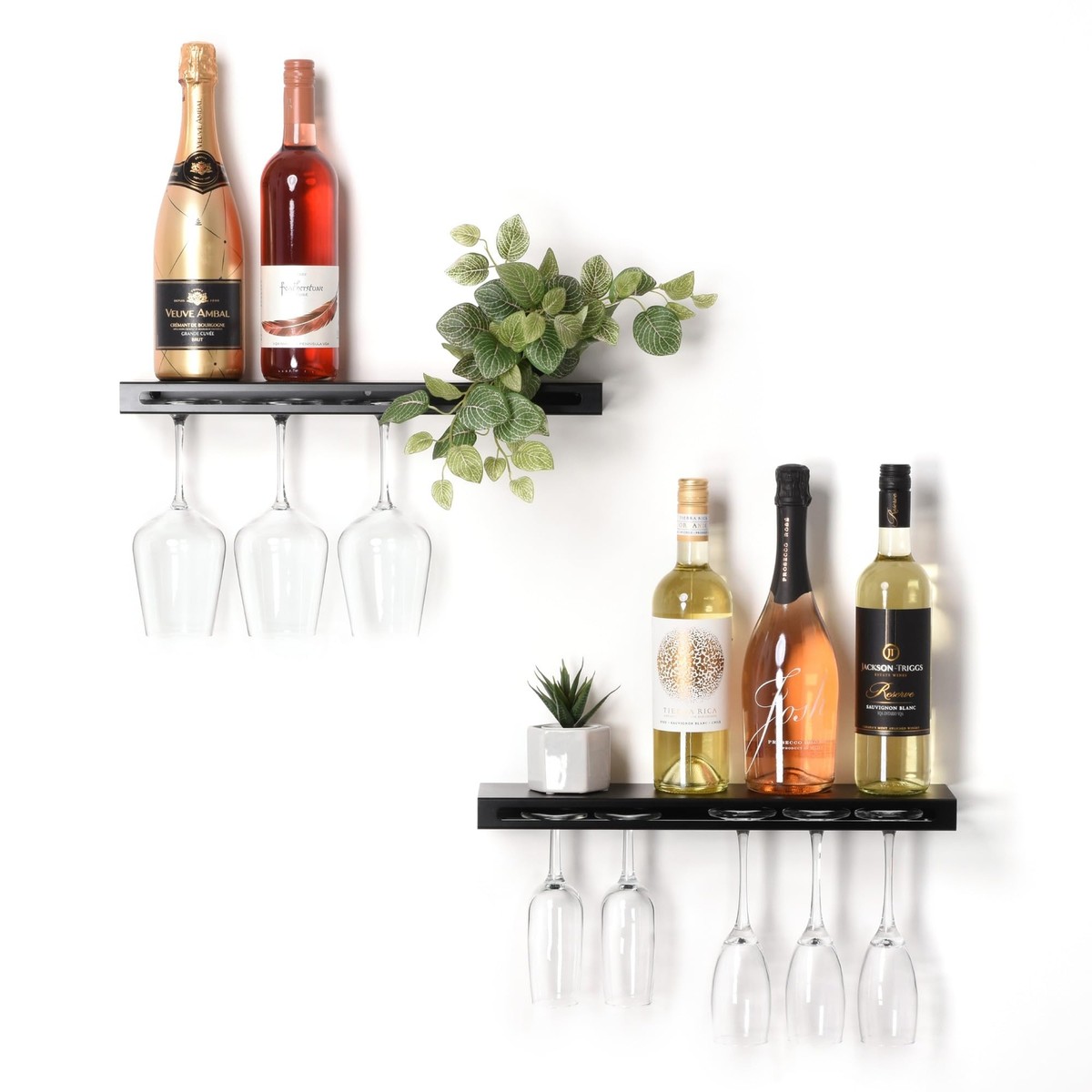 Wall Mounted Wine Rack Pack of Metal Floating Bar Shelf with
