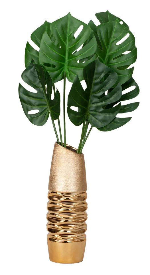 Moderne Dekovase Blumenvase Tischvase Vase aus Keramik gold 13x33 cm - Bild 2 von 4