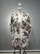 SALE Cream Emory Park Floral Drapey Kimono Top Size L EUC