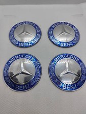 4 Stickers bleu Centre de Roue Moyeu wheel cap Mercedes65mm