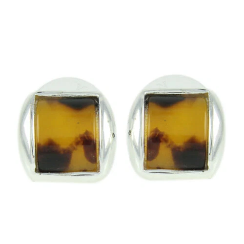 Folheado a ouro branco Brincos de Moda de Âmbar