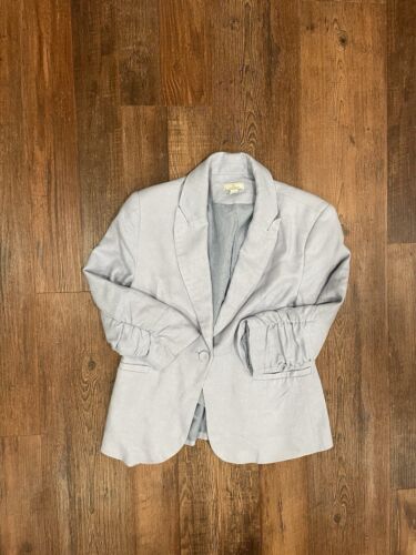 Jules & Leopold Women's Button Linen Blue Baby Blue Blazer Jacket Size Small