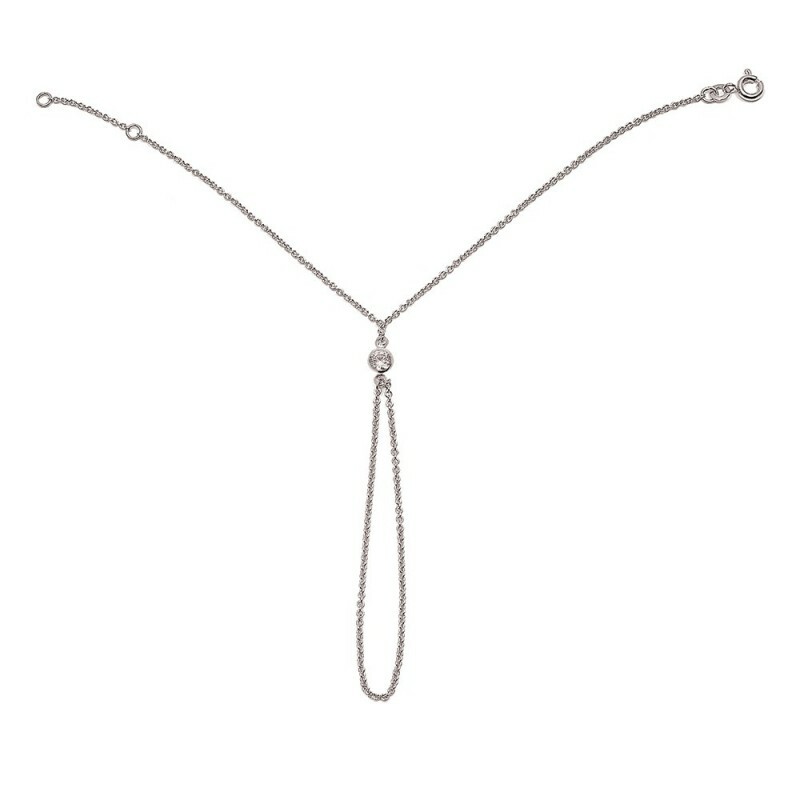 Bracelet chaine de main zirconium argent massif 925 véritable poinçonné
