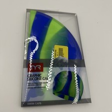 TYR Graphic Silicone Swim Cap Blue Green Hypoallergenic NEW