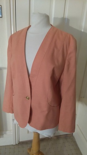 VINTAGE 80s MISS SMITH SMART LINEN LOOK JACKET SIZE 14/16