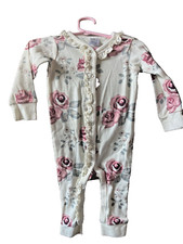 Modern Moments organic rose snap up, long sleeve, ruffled one piece 12 months